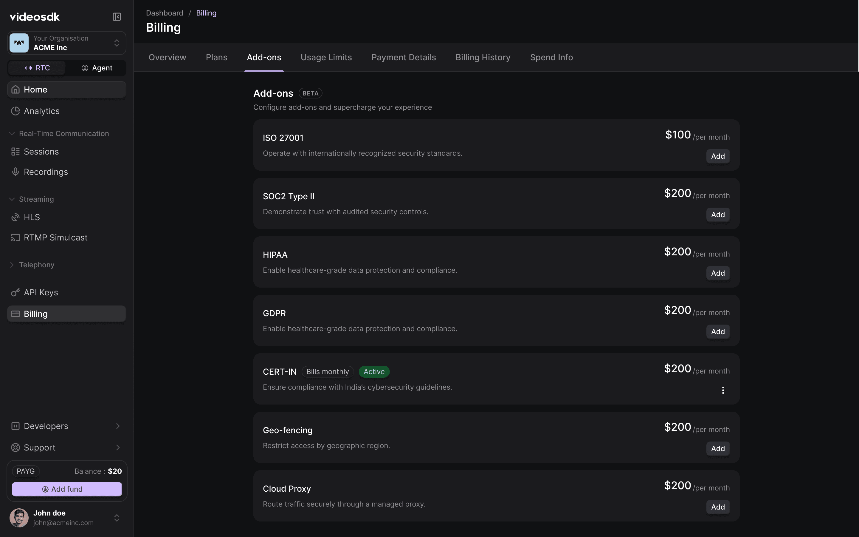 Security and Compliance Add-ons