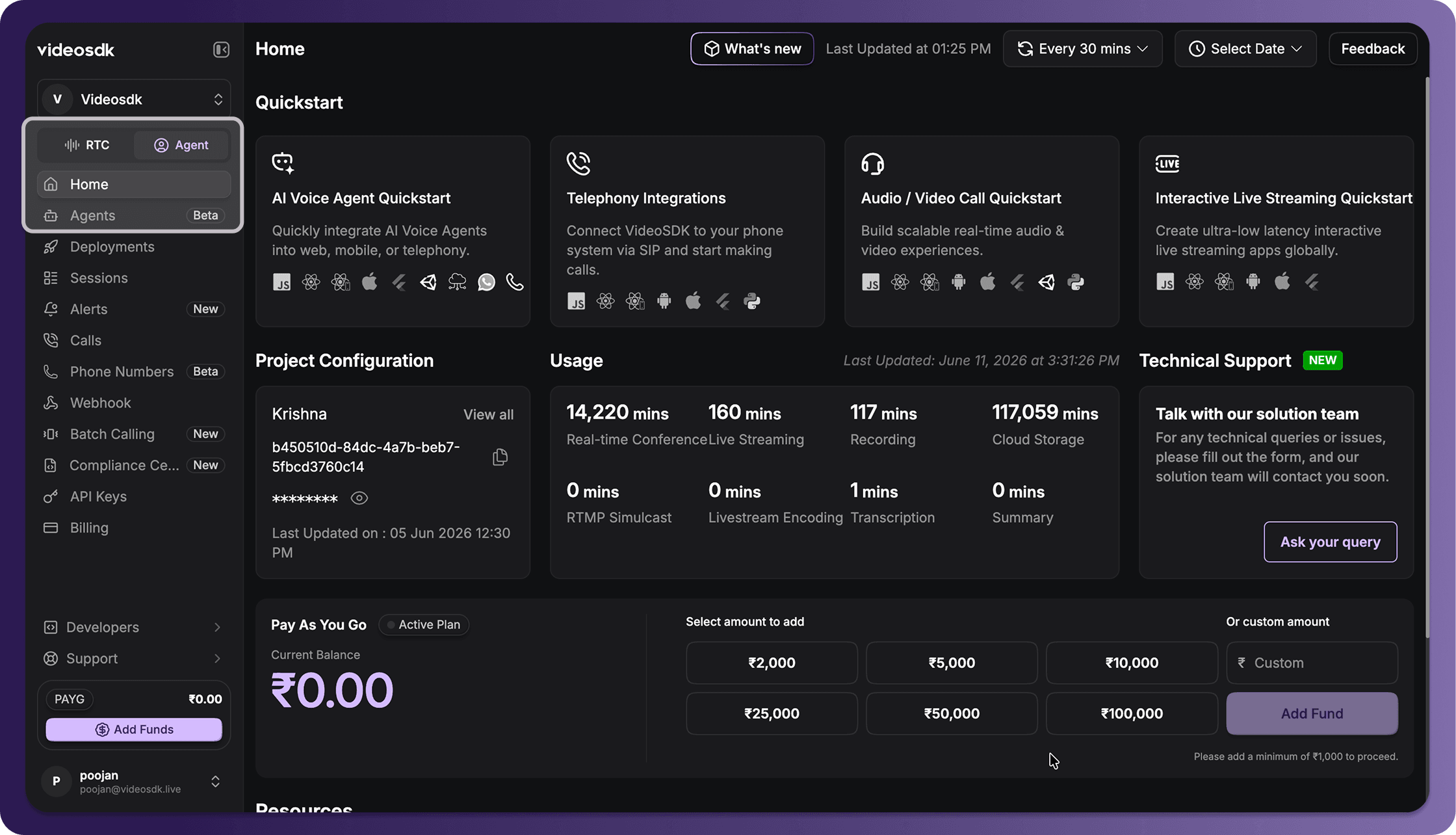 Select Agents in Dashboard