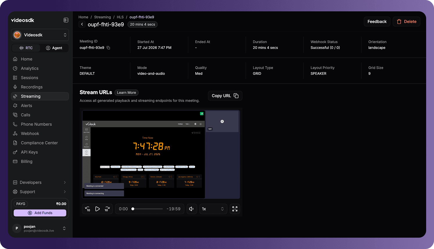 HLS Streaming Details