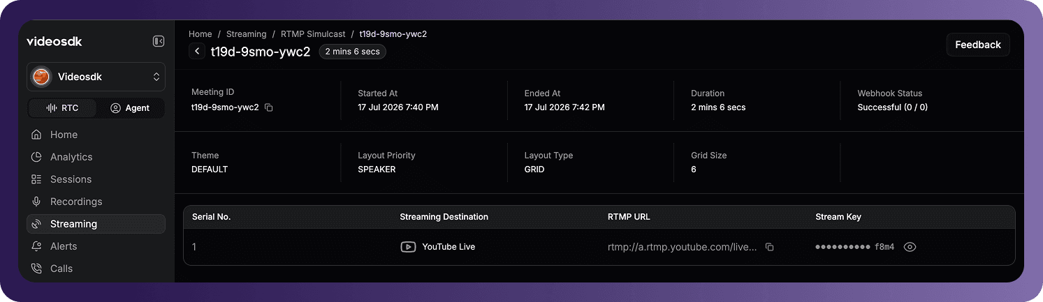 RTMP Simulcast Details
