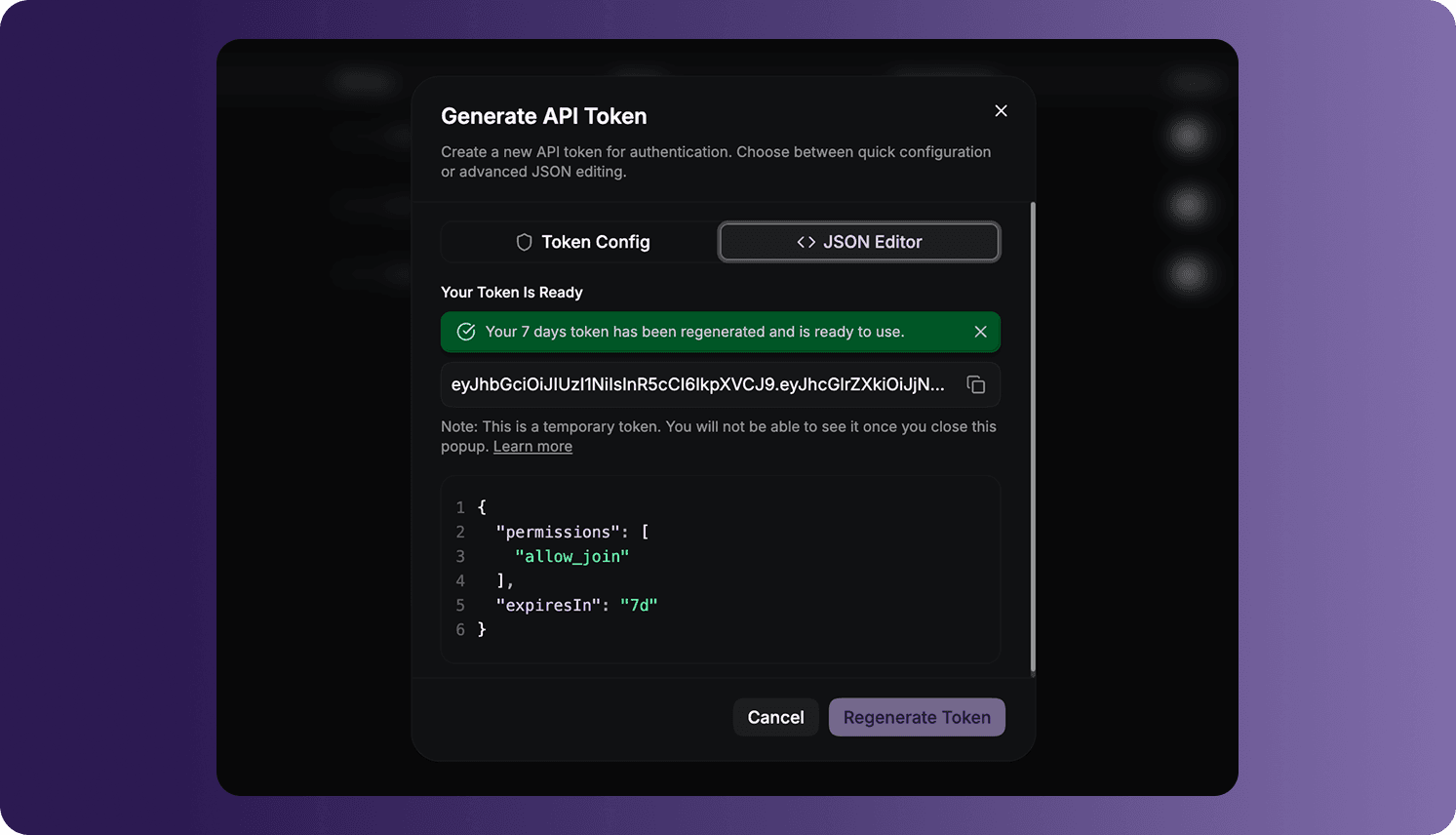 Generate Token JSON Editor