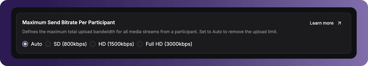 Maximum Send Bitrate