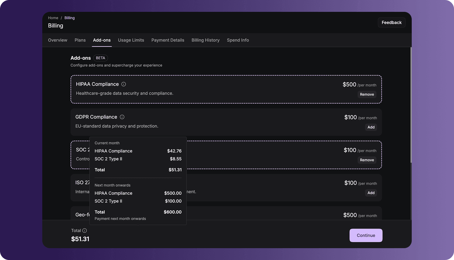 Billing Add-ons