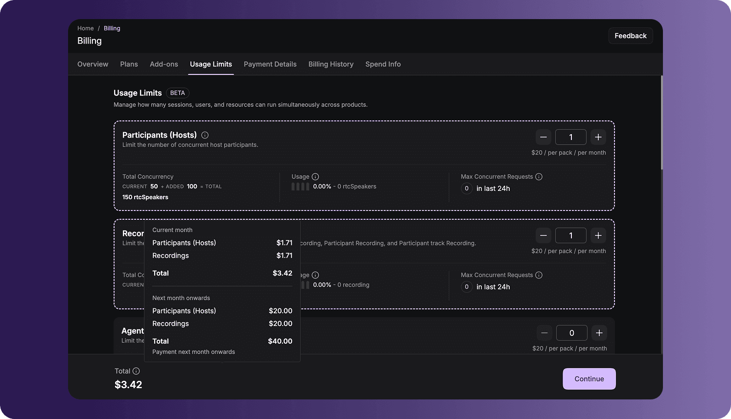 Billing Usage Limits